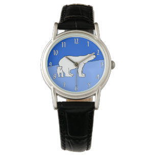Polar Bear Mama and Cub Painting - Wildlife Art Armbanduhr