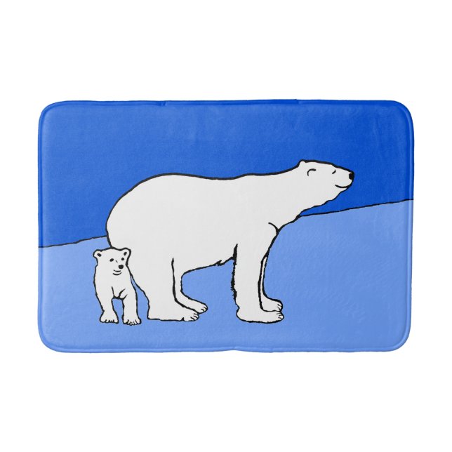 Polar Bear Mama and Cub Painting - Wildlife Art Badematte (Vorderseite)