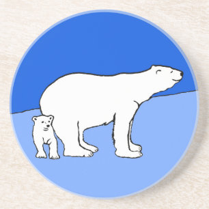 Polar Bear Mama and Cub Painting - Wildlife Art Getränkeuntersetzer