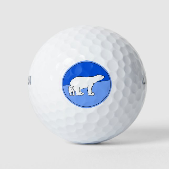 Polar Bear Mama and Cub Painting - Wildlife Art Golfball (Vorderseite)