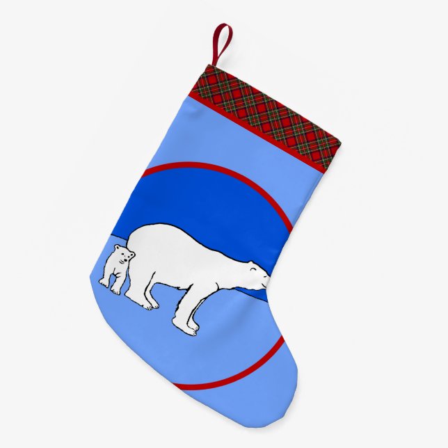 Polar Bear Mama and Cub Painting - Wildlife Art Kleiner Weihnachtsstrumpf (Vorderansicht (hängend))