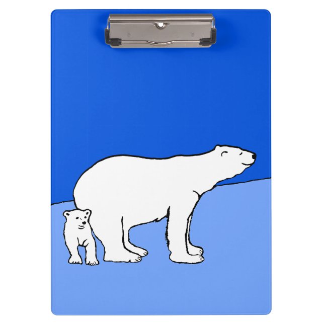 Polar Bear Mama and Cub Painting - Wildlife Art Klemmbrett (Vorderseite)