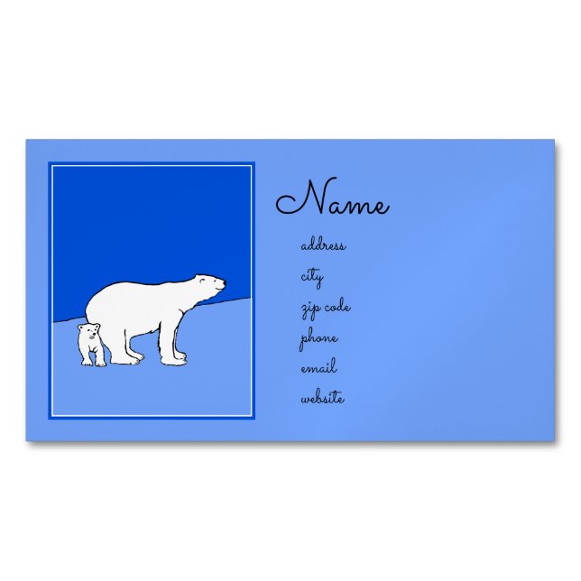 Polar Bear Mama and Cub Painting - Wildlife Art Magnetische Visitenkarte (Vorderseite)