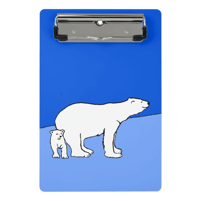 Polar Bear Mama and Cub Painting - Wildlife Art Mini Klemmbrett (Vorderseite)