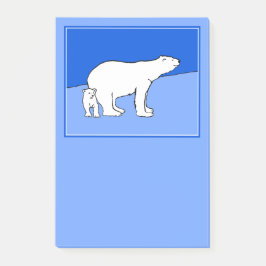 Polar Bear Mama and Cub Painting - Wildlife Art Post-it Klebezettel