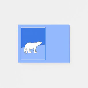 Polar Bear Mama and Cub Painting - Wildlife Art Post-it Klebezettel
