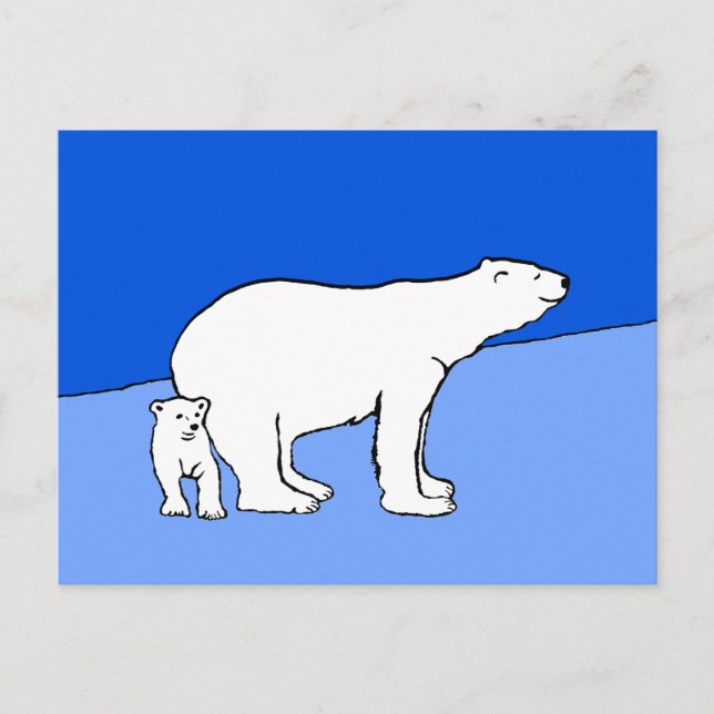 Polar Bear Mama and Cub Painting - Wildlife Art Postkarte (Vorderseite)