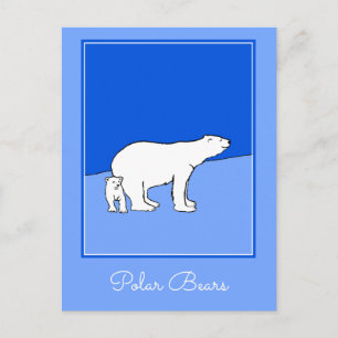 Polar Bear Mama and Cub Painting - Wildlife Art Postkarte