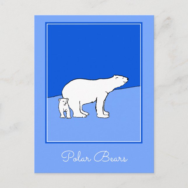Polar Bear Mama and Cub Painting - Wildlife Art Postkarte (Vorderseite)