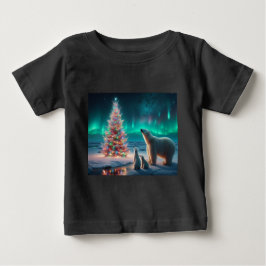 Polar Bear Mama Cubs Weihnachtsbaum Aurora Boreali Baby T-shirt
