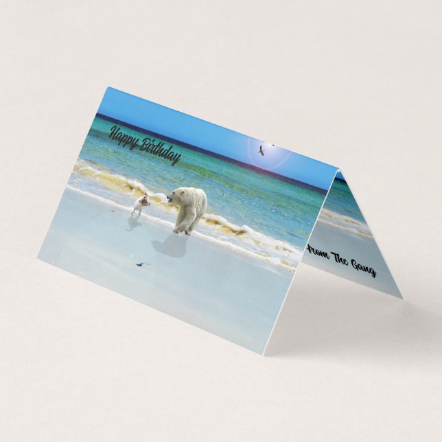 Polar Bear Meets Jack Russell, Birthday Card Pack (Vorderseite)
