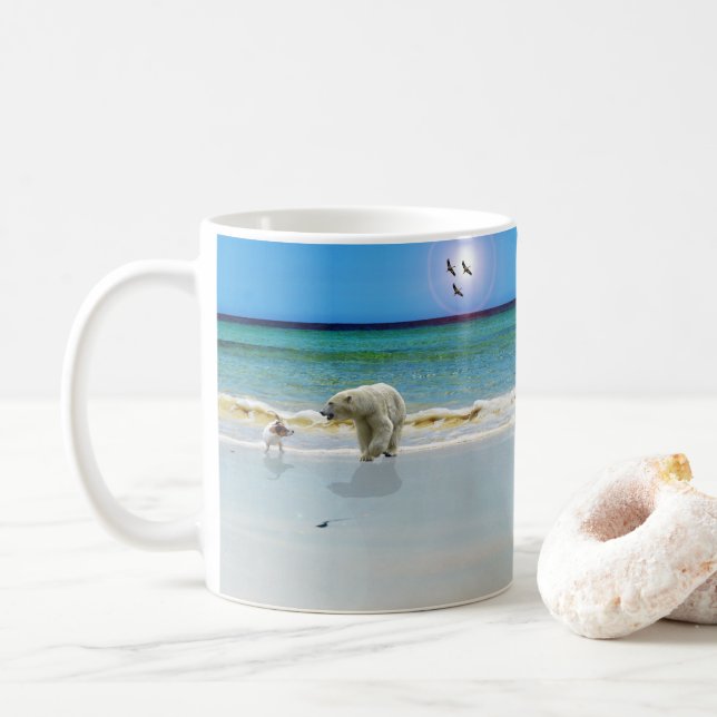 Polar Bear Meets Jack Russell, Kaffee Tasse (Mit Donut)