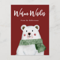 Polar Bear mit grünem Scarf Lass es schneien
