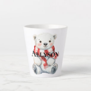 Polar Bear mit Peppermint Red White Scarf Milchtasse