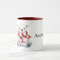 Polar Bear mit Peppermint Red White Scarf