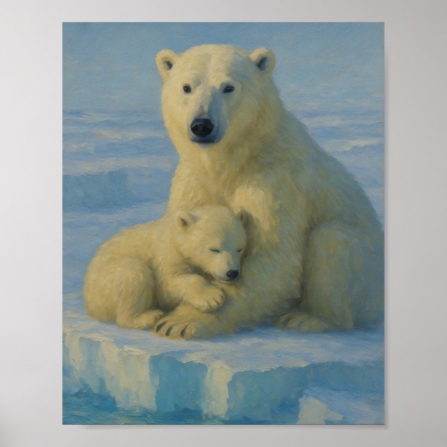 Polar Bear Mom & Cub  Poster (Vorne)