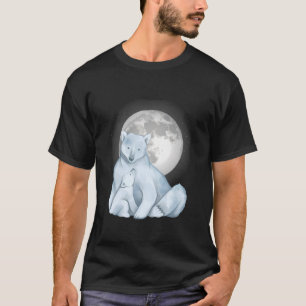 Polar Bear Moon Art Antarktis Winter Polar Bear L T-Shirt