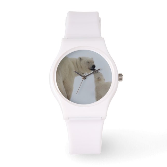 Polar Bear Mutter mit Cube Armbanduhr (Vorderseite)