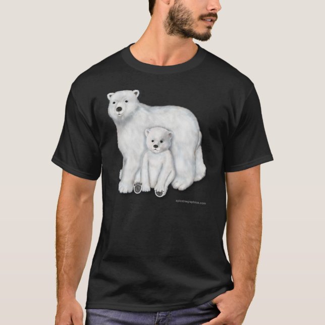 Polar Bear Mutter und Cub. T-Shirt (Vorderseite)
