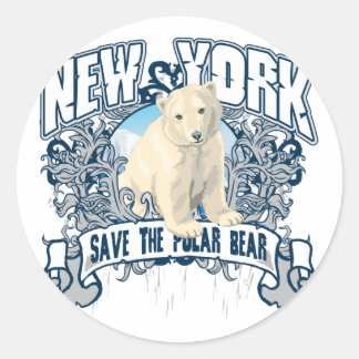 Polar Bear New York Runder Aufkleber