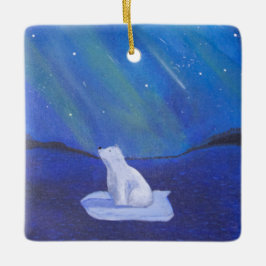 Polar Bear & Northern Lights Keramikornament