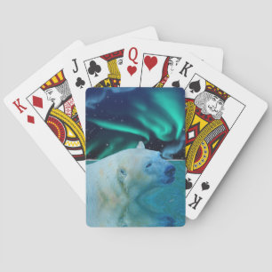 Polar Bear, Northern Lights Wildlife Art Card Deck Spielkarten
