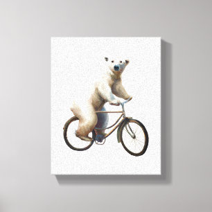 Polar Bear on Bicycle Leinwanddruck