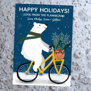 Polar Bear on Bike Handmade Niedlich Christmas Cus Feiertagskarte