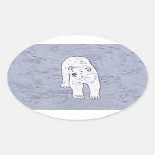 Polar Bear on Ice Painte - Original Wildlife Ovaler Aufkleber
