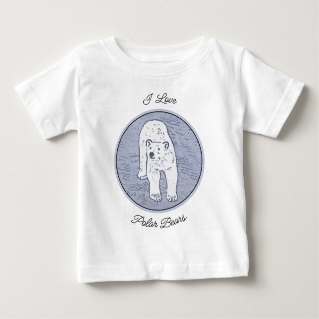 Polar Bear on Ice Painting - Original Wildlife Art Baby T-shirt (Vorderseite)