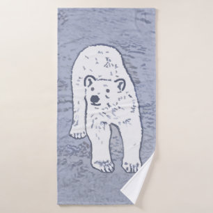 Polar Bear on Ice Painting - Original Wildlife Art Badhandtuch Set