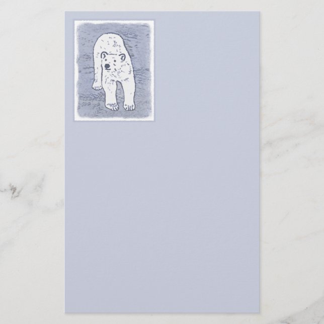 Polar Bear on Ice Painting - Original Wildlife Art Briefpapier (Vorderseite)