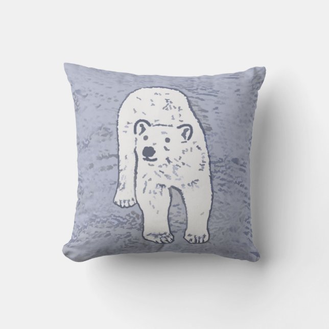 Polar Bear on Ice Painting - Original Wildlife Art Kissen (Vorderseite)