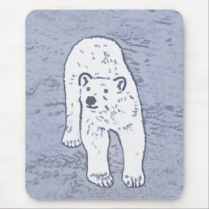 Polar Bear on Ice Painting - Original Wildlife Art Mousepad