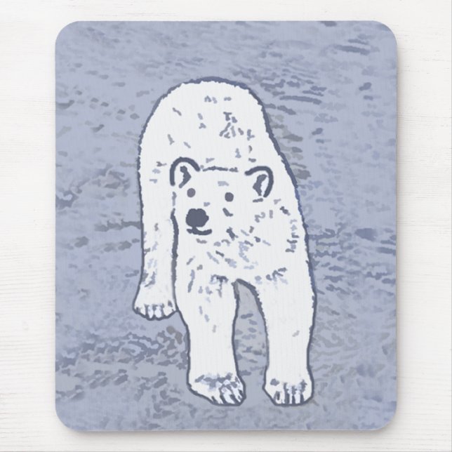 Polar Bear on Ice Painting - Original Wildlife Art Mousepad (Vorne)