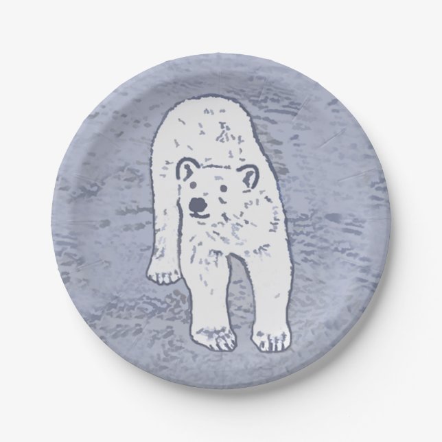 Polar Bear on Ice Painting - Original Wildlife Art Pappteller (Vorderseite)