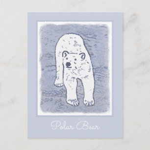 Polar Bear on Ice Painting - Original Wildlife Art Postkarte