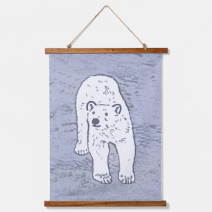 Polar Bear on Ice Painting - Original Wildlife Art Wandteppich Mit Holzrahmen