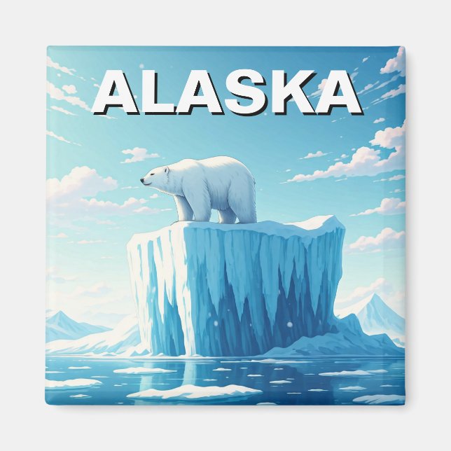 Polar Bear on Iceberg Alaska Postcard Magnet (Vorne)