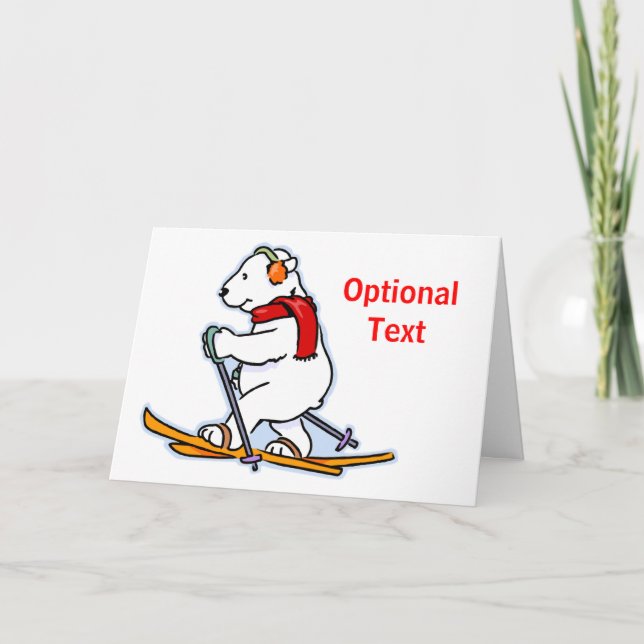 Polar Bear on Skis - Anpassbar Einladung (Vorderseite)