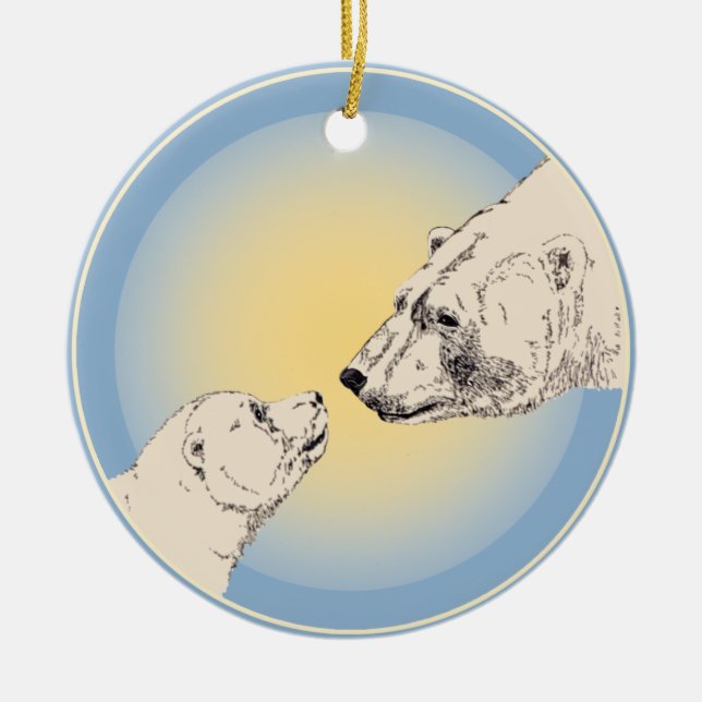 Polar Bear Ornament Mother Baby Personalisiert Gif (Vorne)