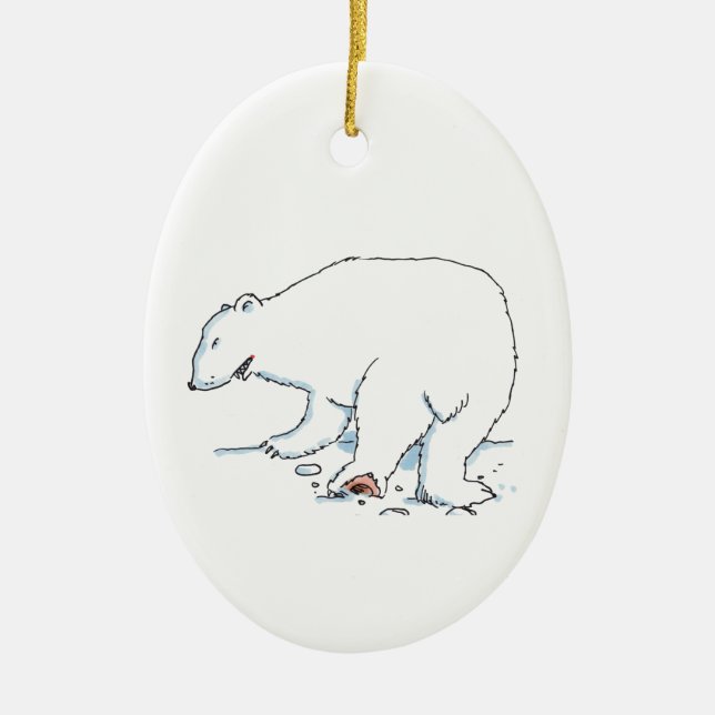 Polar Bear oval ceramic ornament 2 sided (Vorne)