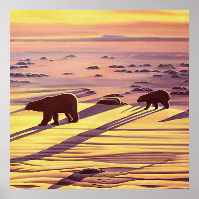 Polar Bear Painting druckt Sunset Bear Art Poster (Vorne)