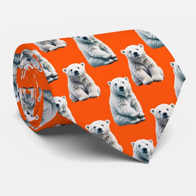 Polar Bear Pattern Design On Orange  Krawatte (Von Creator hochgeladen)