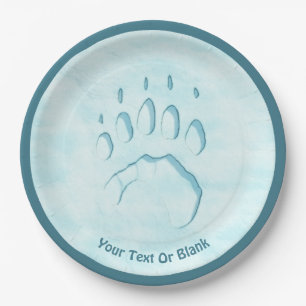Polar Bear Paw Print Pappteller
