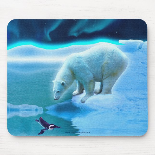 Polar Bear & Penguin Arktis Kunst, Dichtung und Mu Mousepad (Vorne)