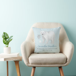 Polar Bear Personalisiert Baby Birth Stats Kinderz Kissen