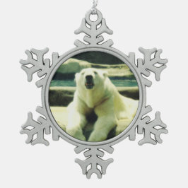 Polar Bear Pewter Snowflake Ornament