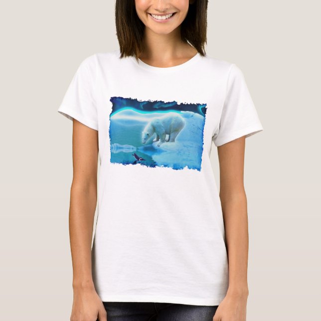Polar Bear & Pinguin Wildlife Fans Art Shirt (Vorderseite)