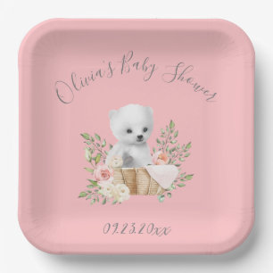 Polar Bear Pink Babydusche Teller